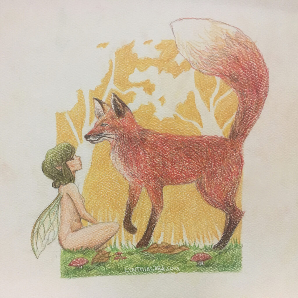 Whimsical friendship 
Artwork by Cynthia Lara
